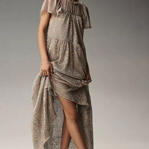Anthropologie NWT Elegant Metallic Dress